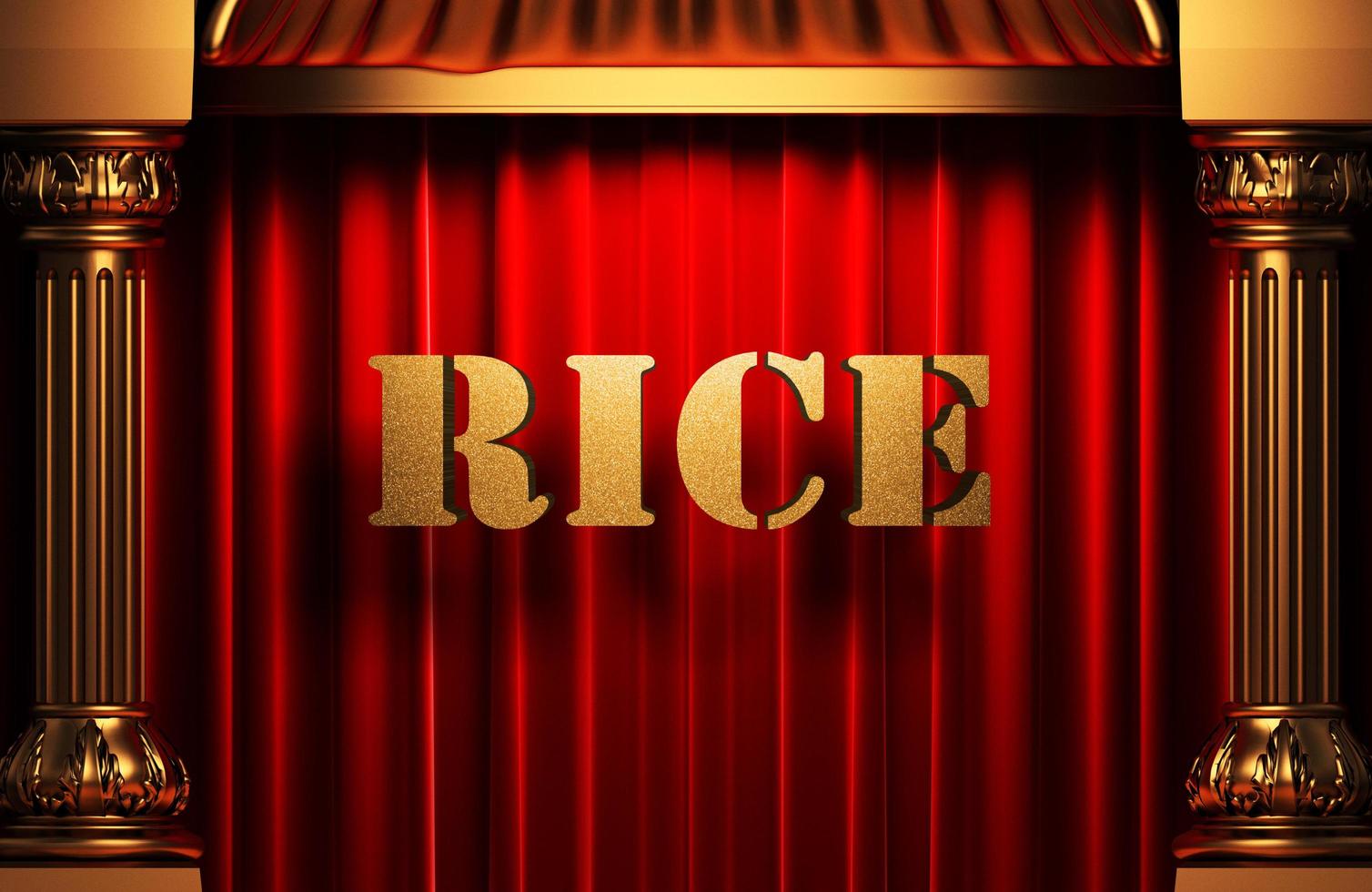 rice golden word on red curtain photo
