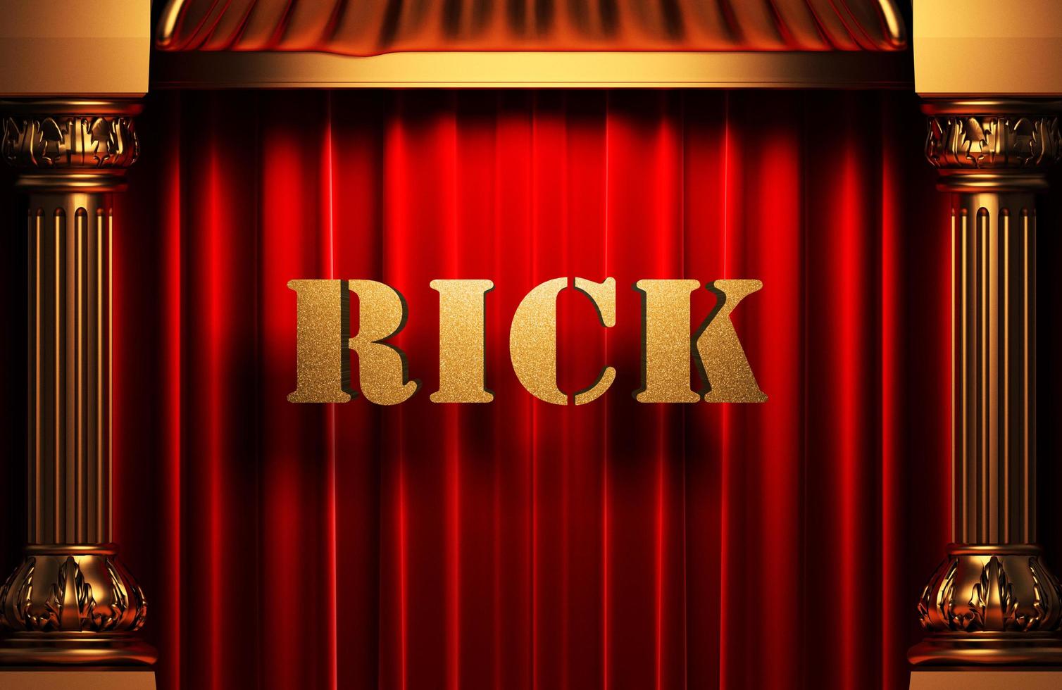 rick golden word on red curtain photo