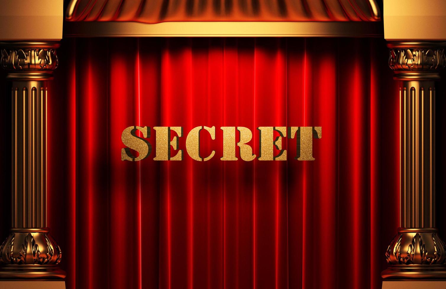 secret golden word on red curtain photo