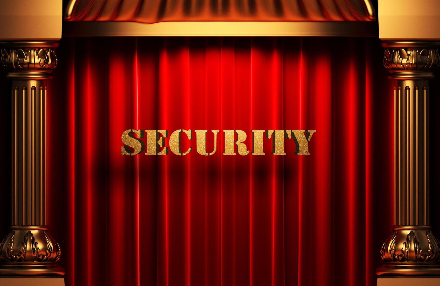 security golden word on red curtain photo