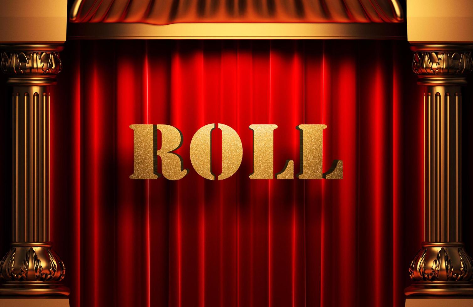 roll golden word on red curtain photo