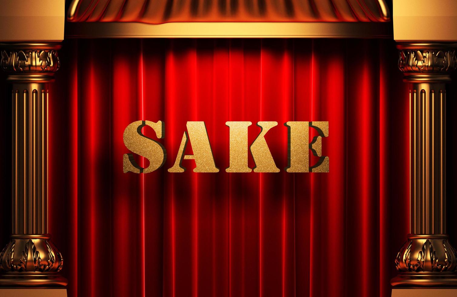 sake golden word on red curtain photo