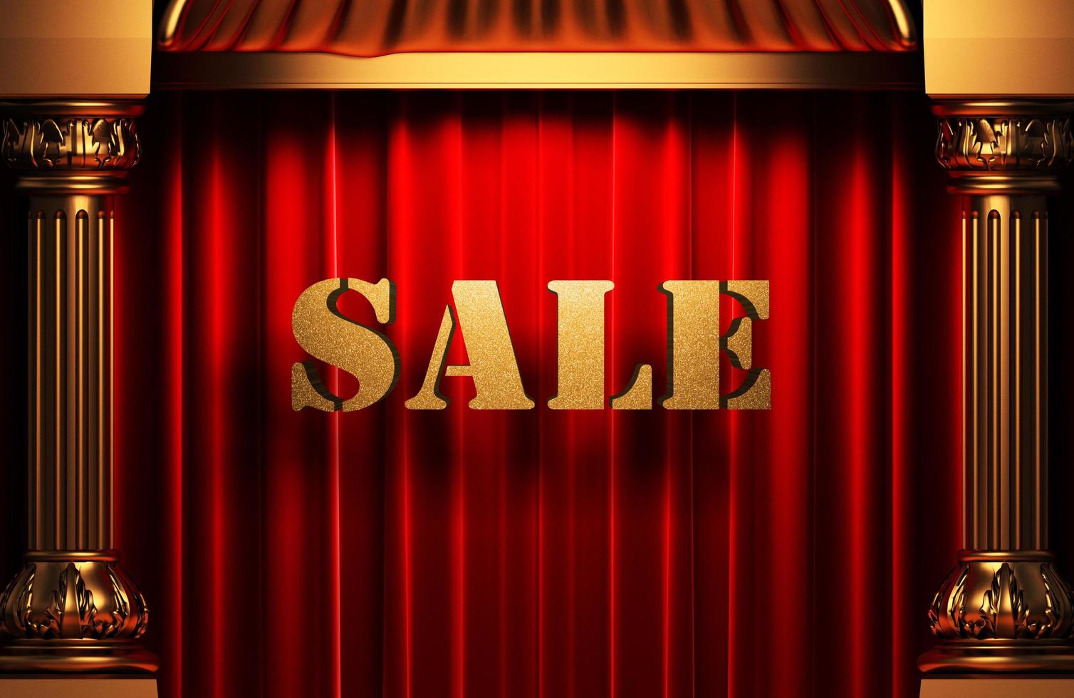 sale golden word on red curtain photo