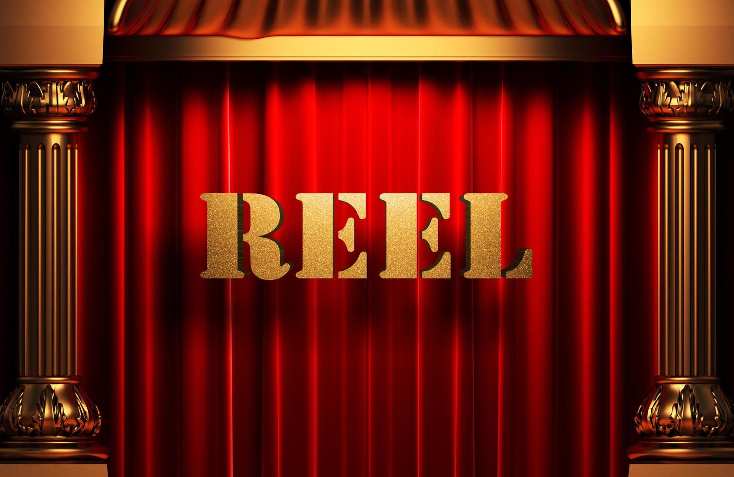 reel golden word on red curtain photo