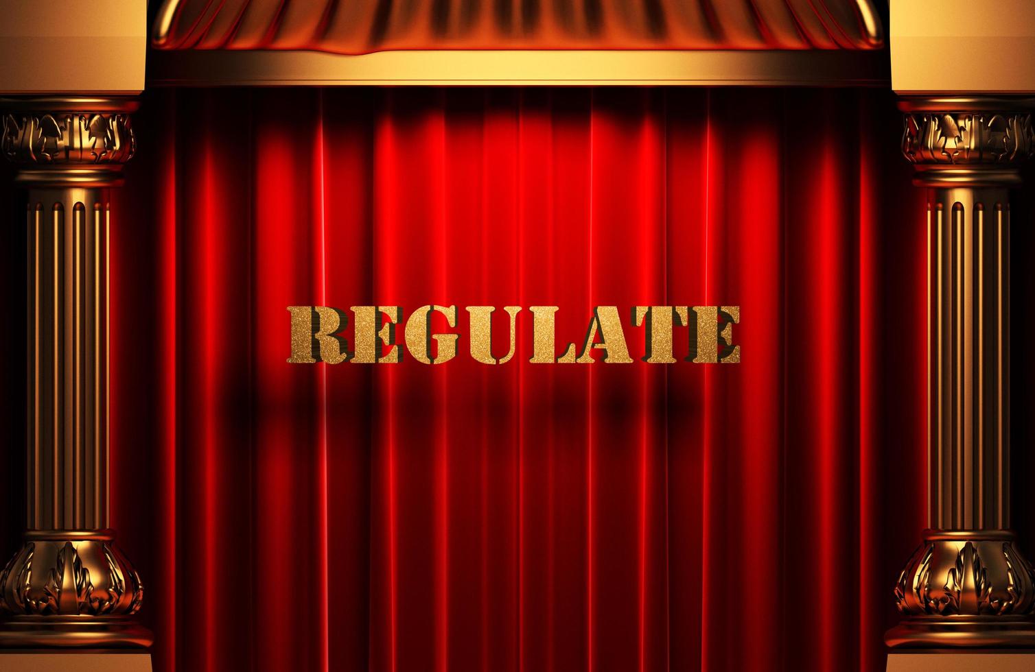 regulate golden word on red curtain photo