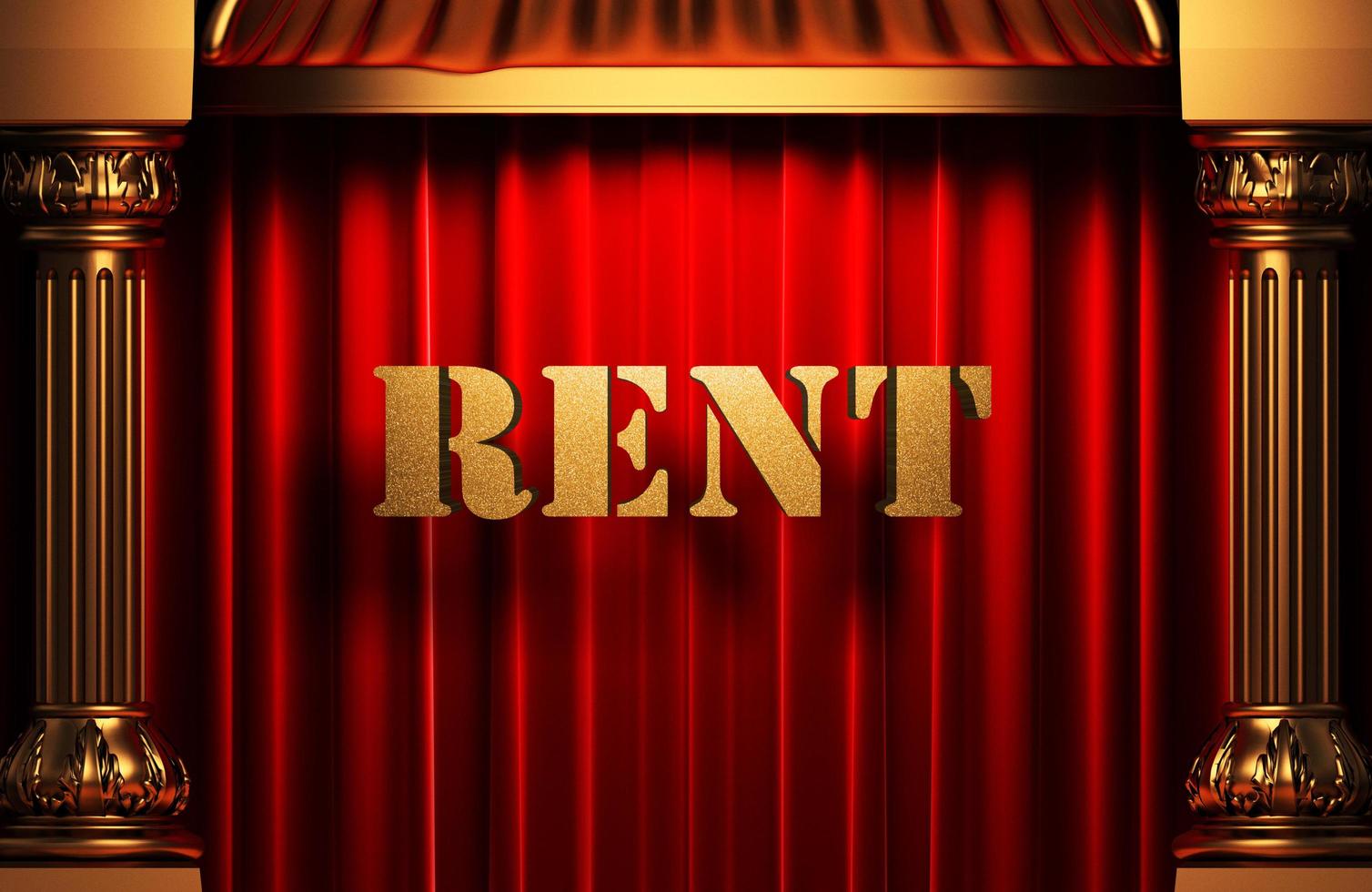 rent golden word on red curtain photo