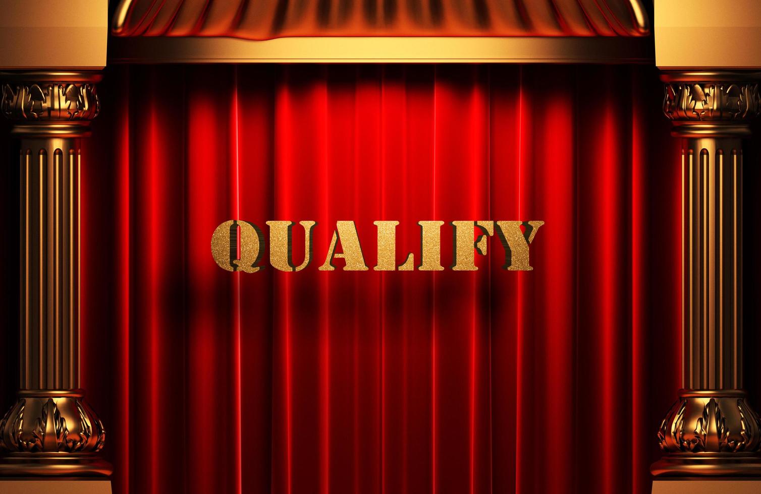 qualify golden word on red curtain photo