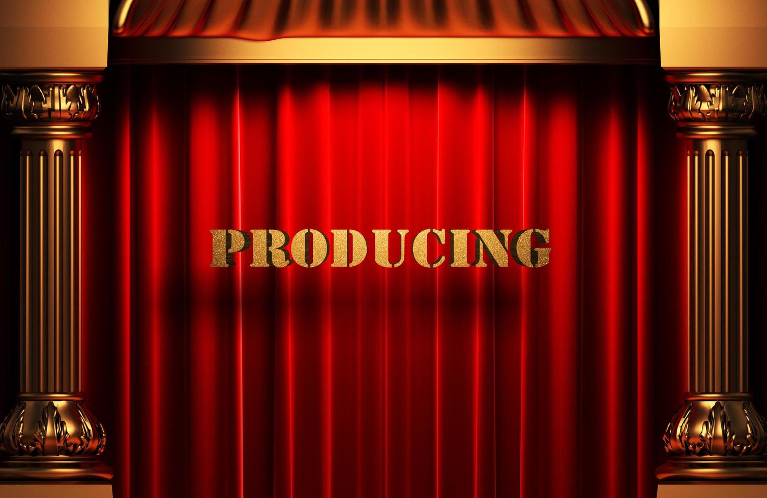 producing golden word on red curtain photo