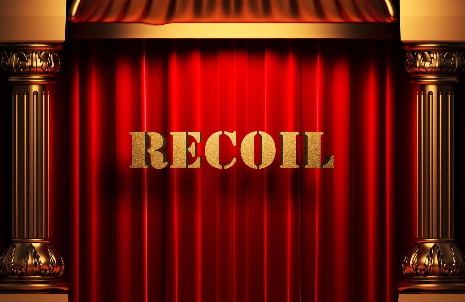 recoil golden word on red curtain photo