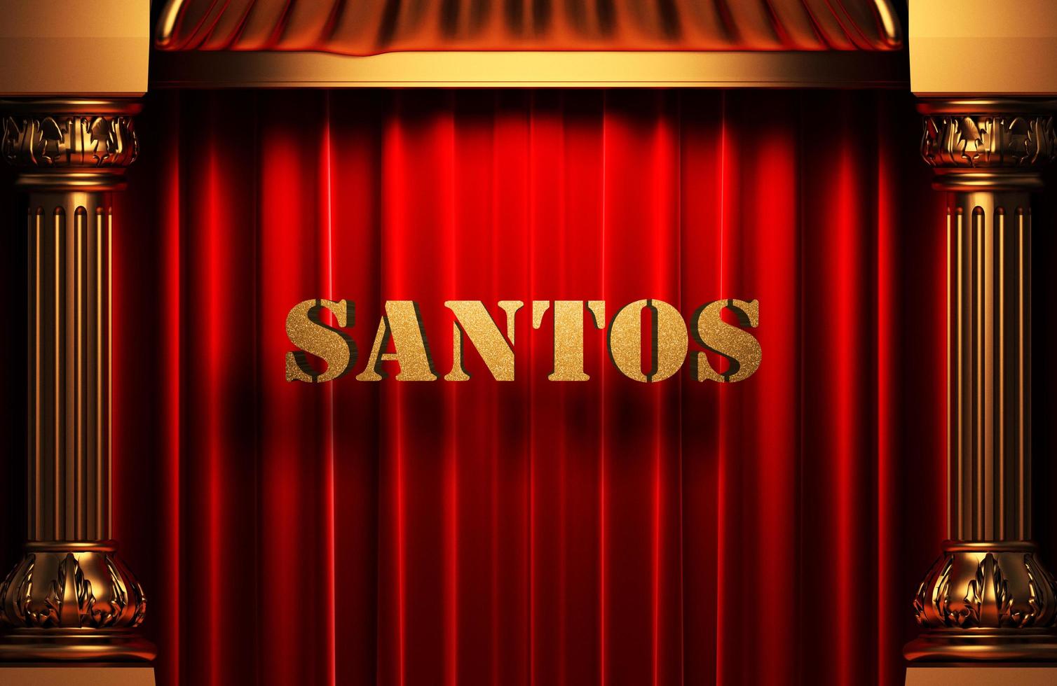 santos golden word on red curtain photo