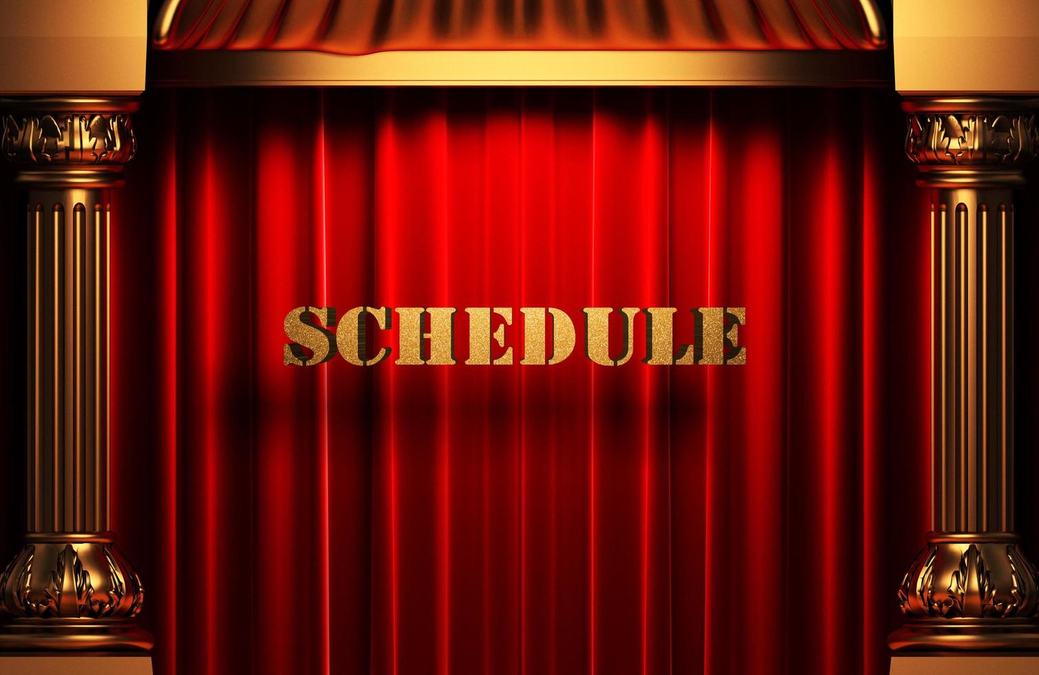schedule golden word on red curtain photo