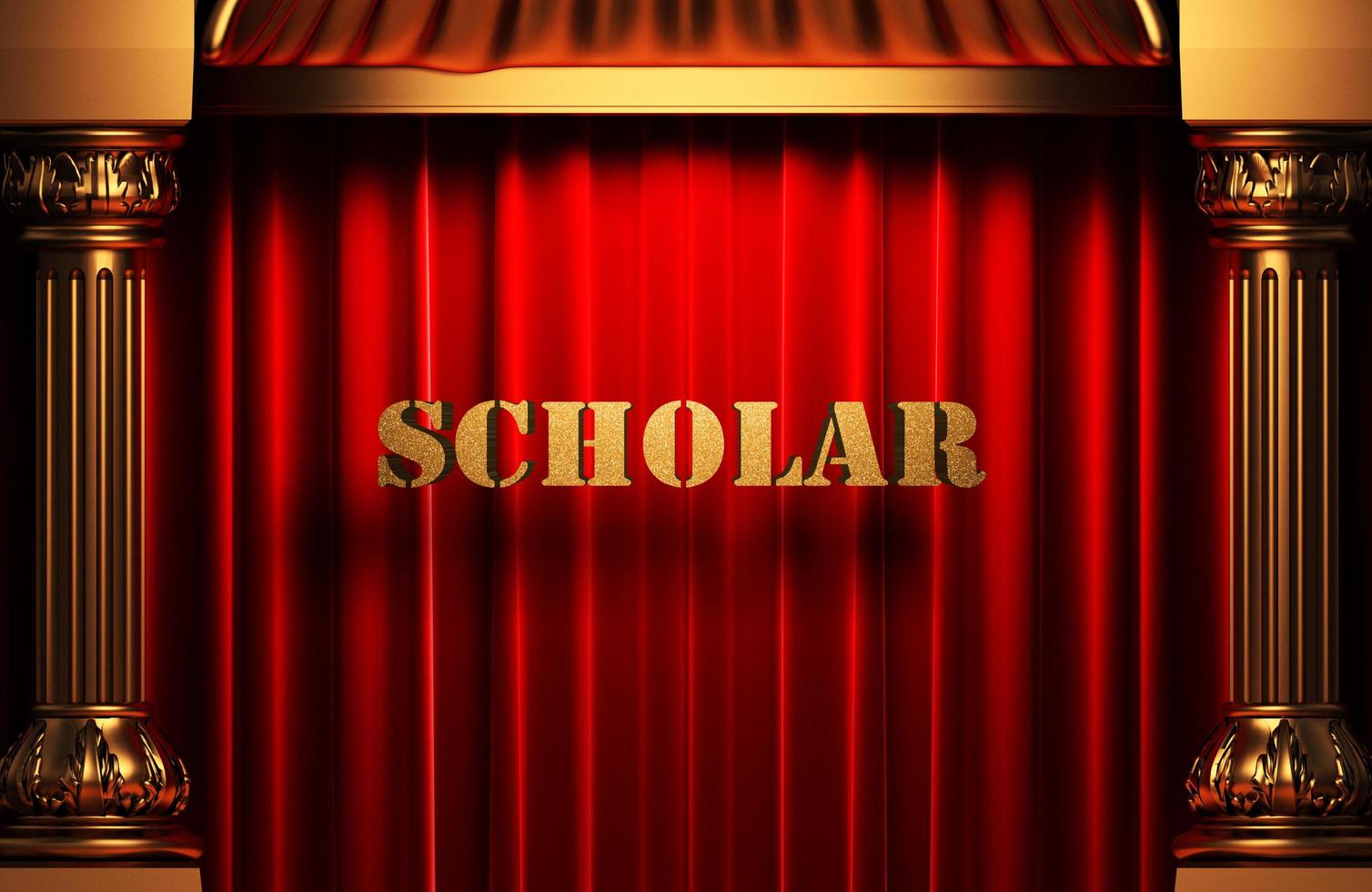 scholar golden word on red curtain photo