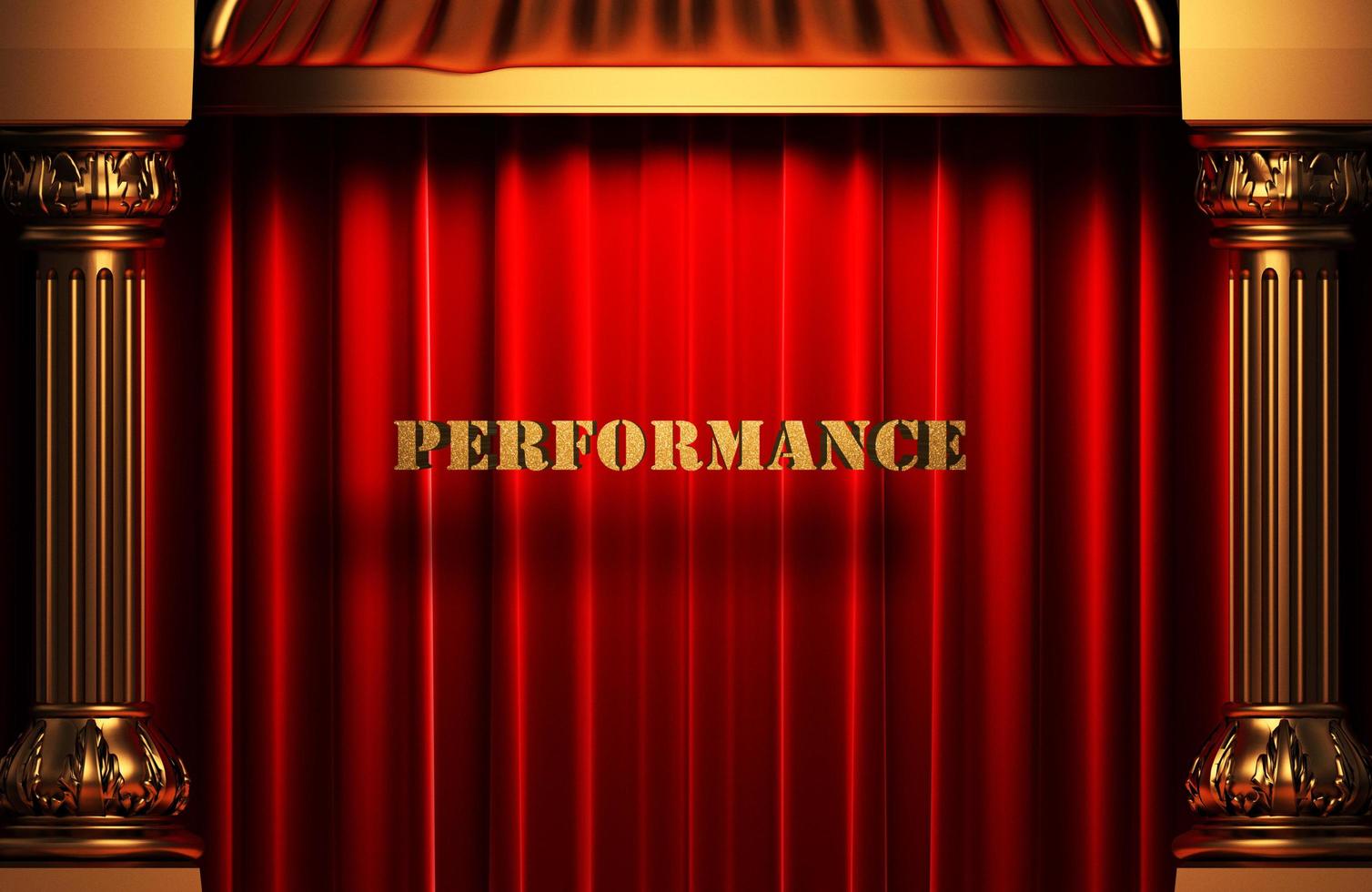 performance golden word on red curtain photo