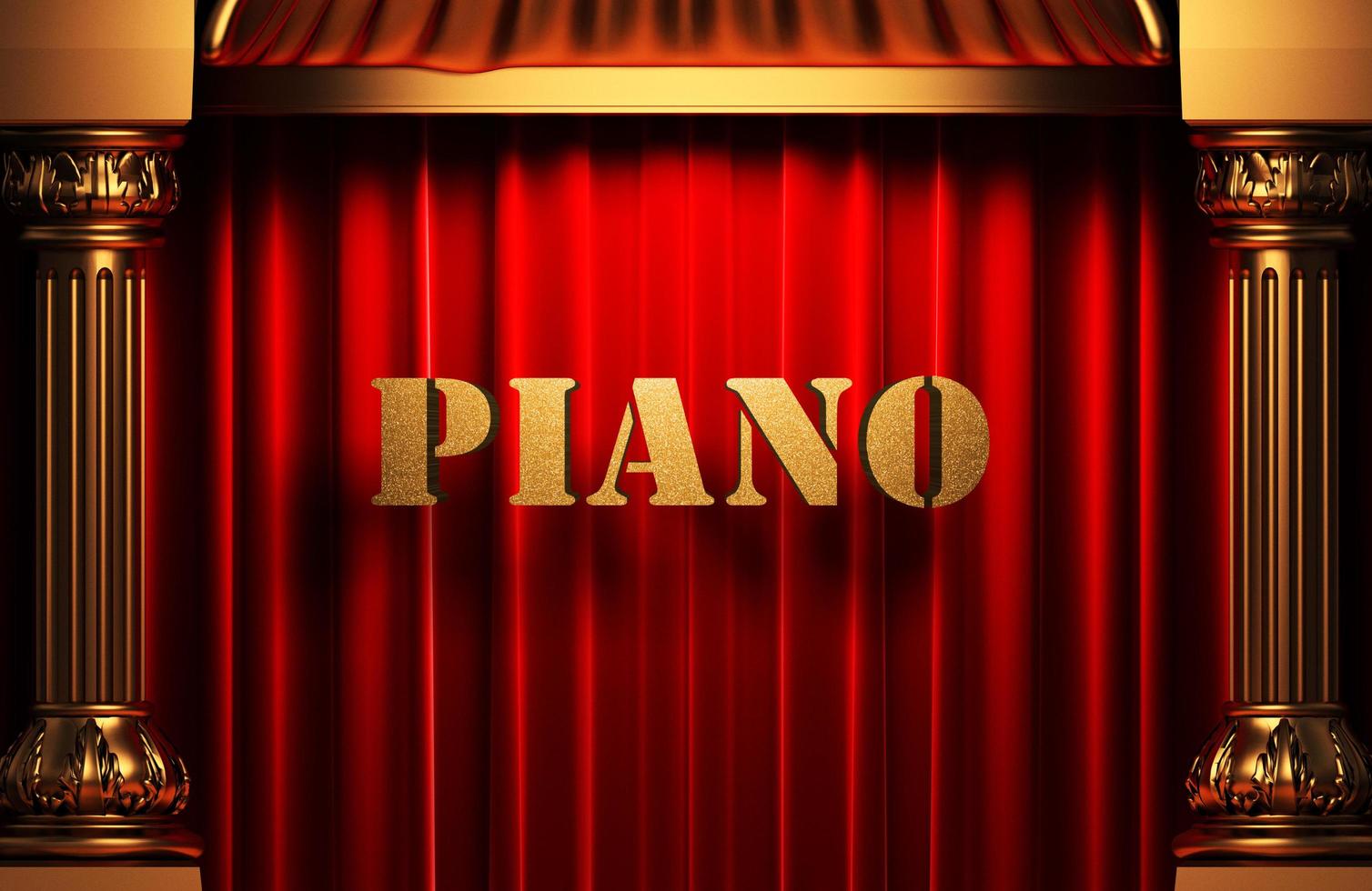 piano golden word on red curtain photo