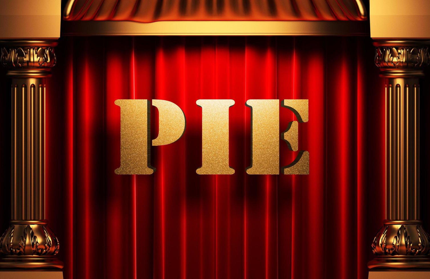 pie golden word on red curtain photo
