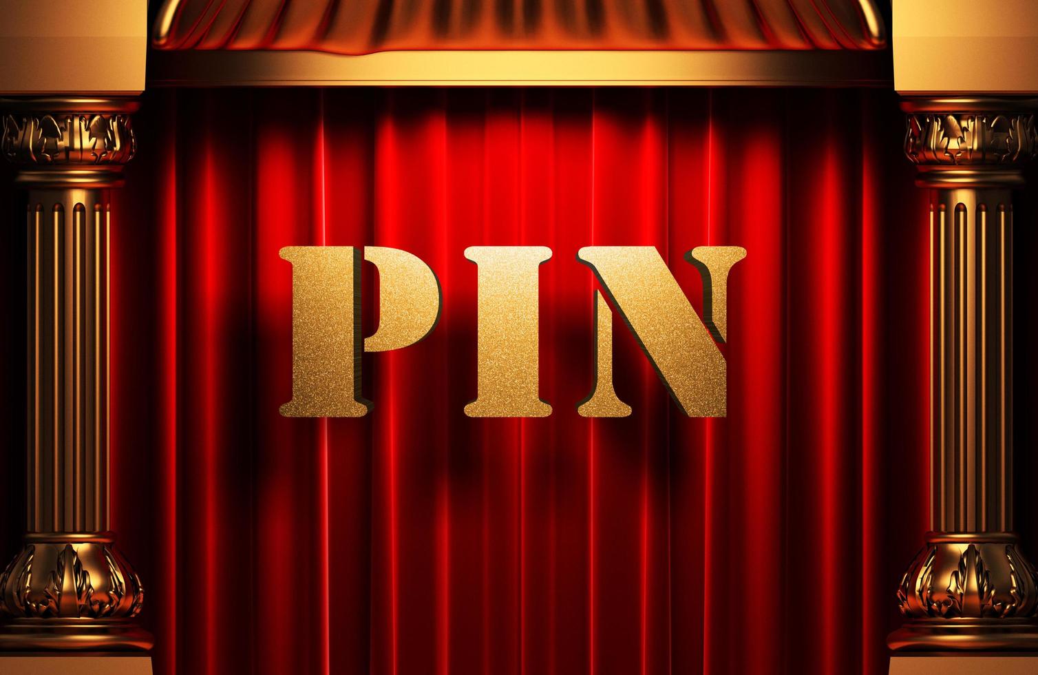 pin golden word on red curtain photo