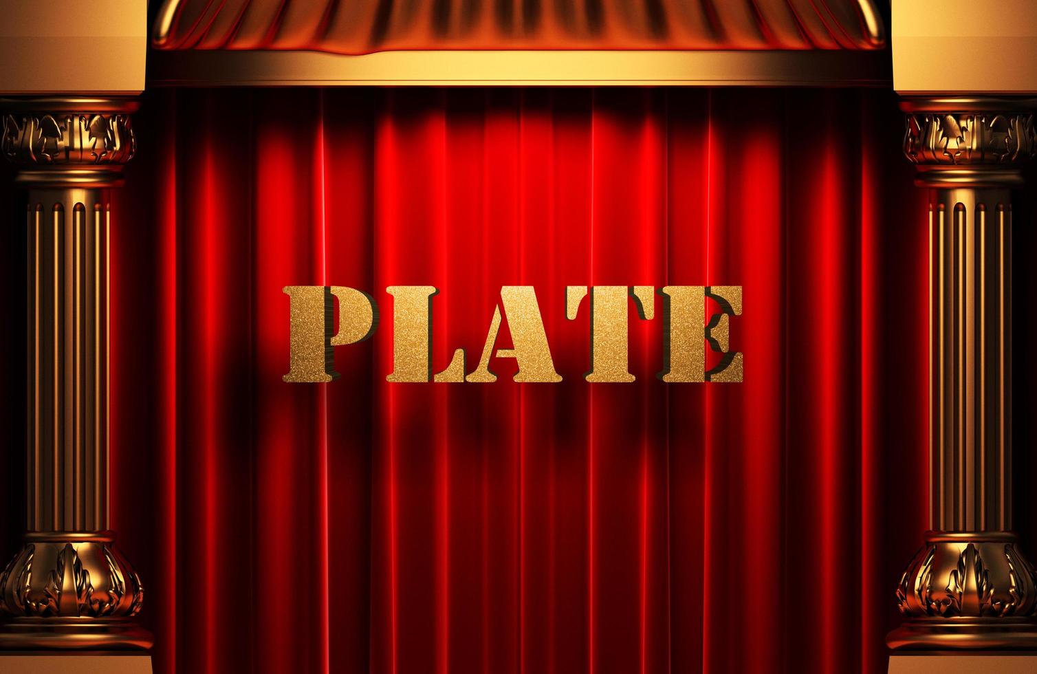 plate golden word on red curtain photo