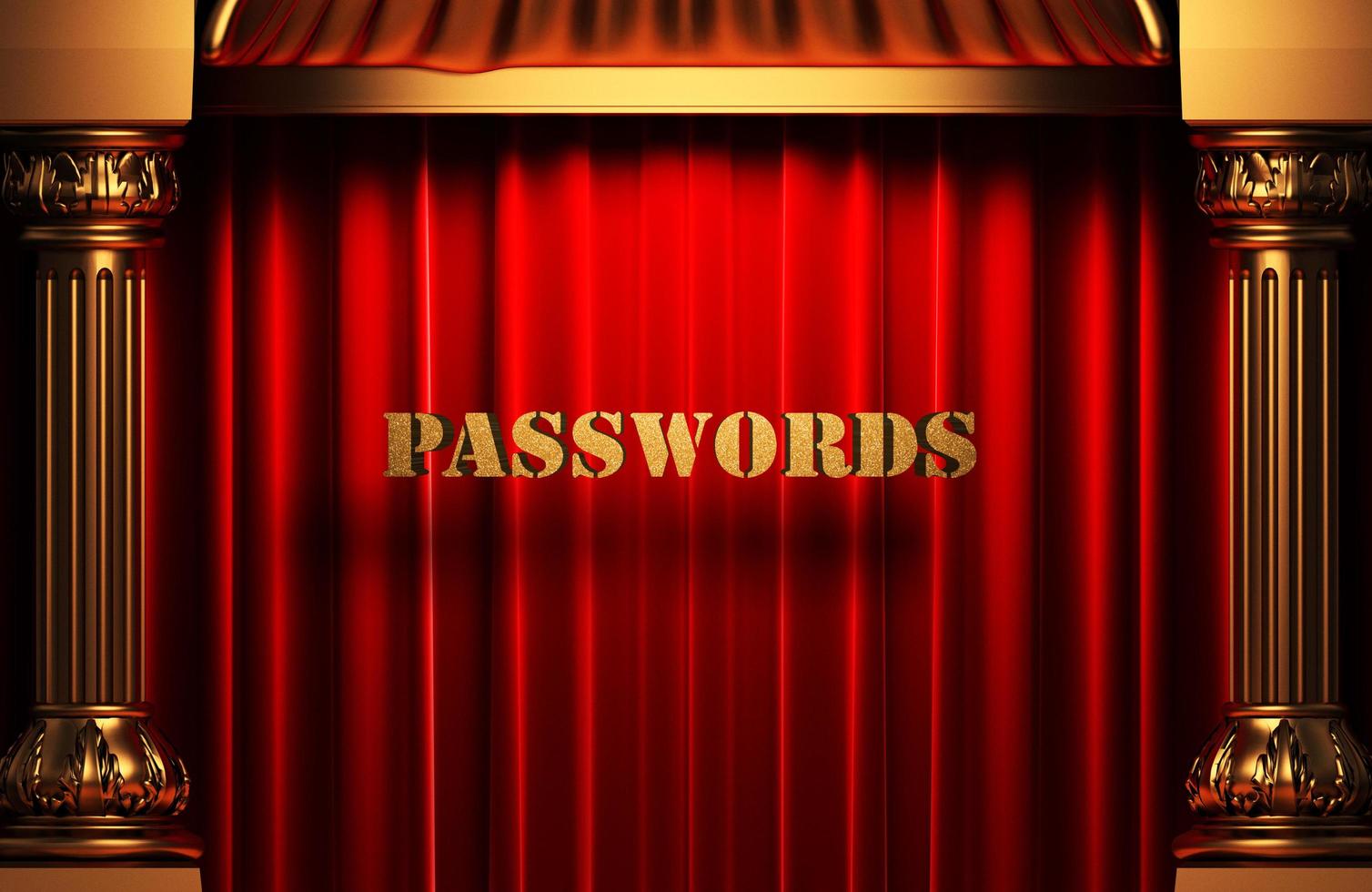 passwords golden word on red curtain photo