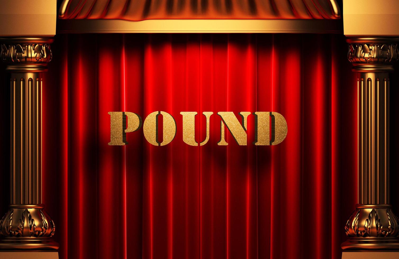 pound golden word on red curtain photo
