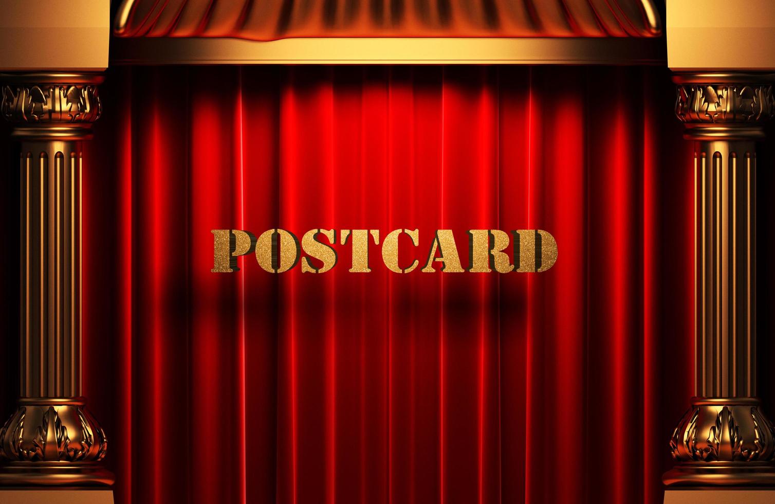 postcard golden word on red curtain photo