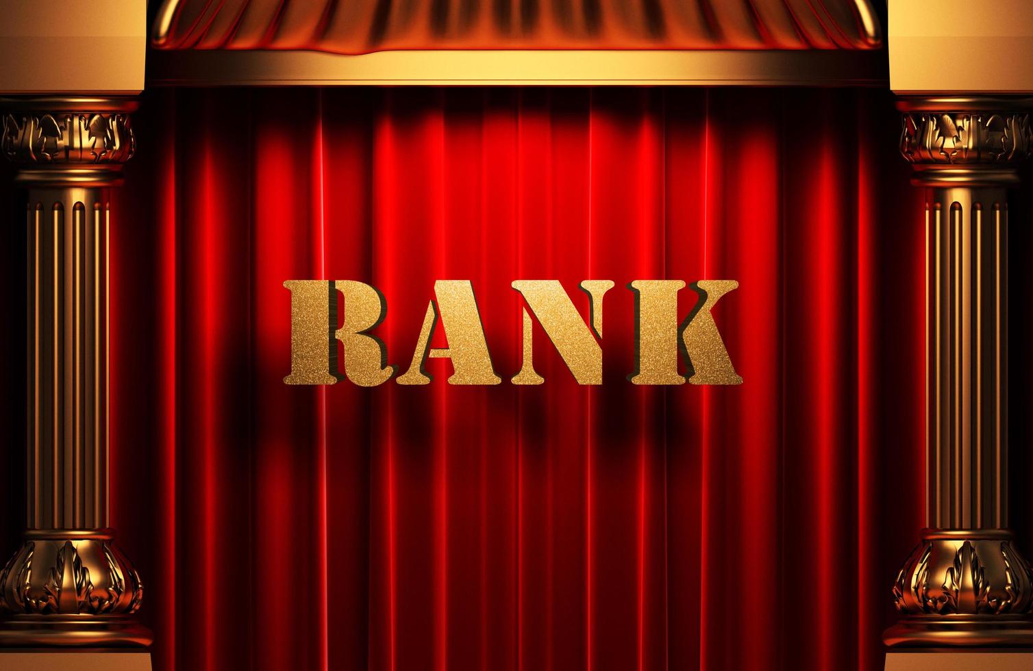 rank golden word on red curtain photo