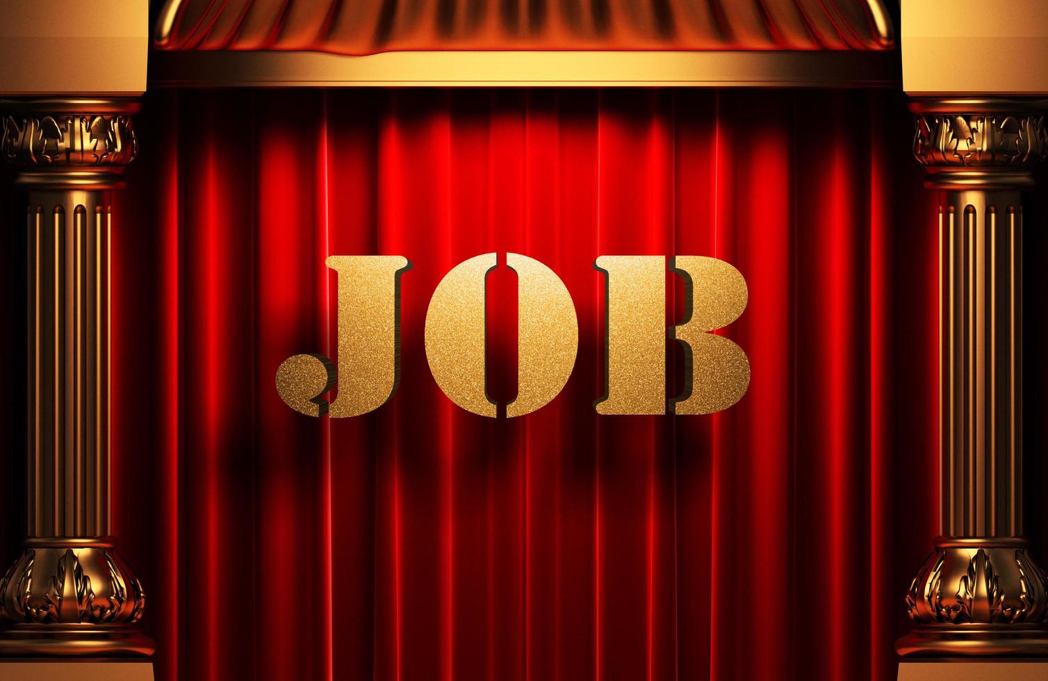 job golden word on red curtain photo