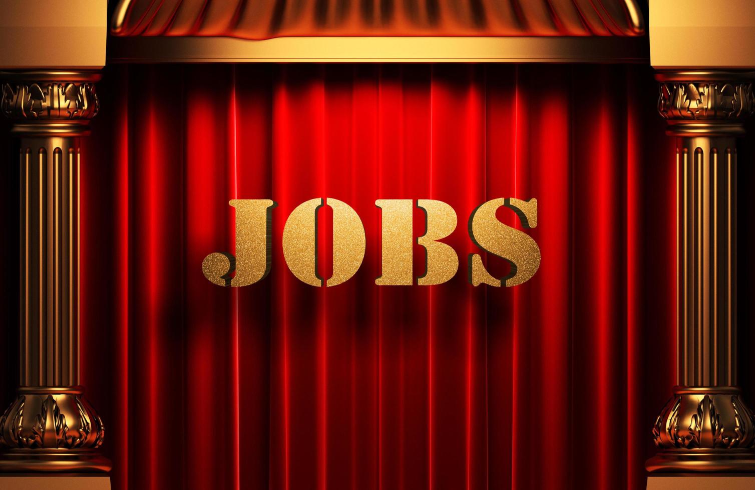 jobs golden word on red curtain photo