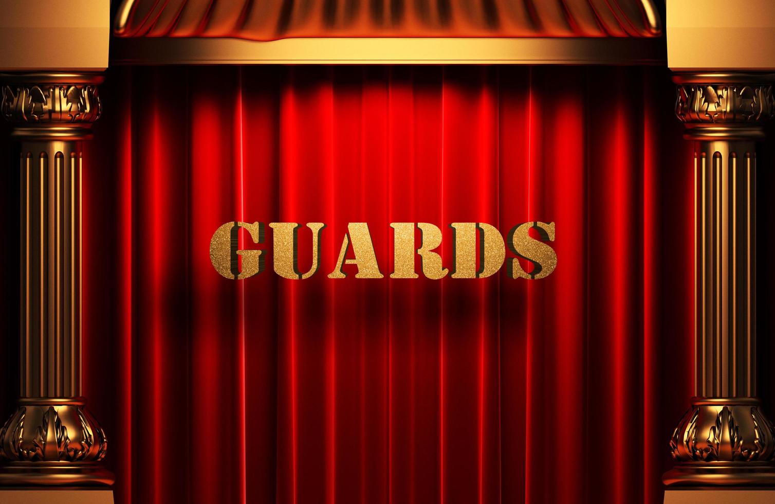 guards golden word on red curtain photo