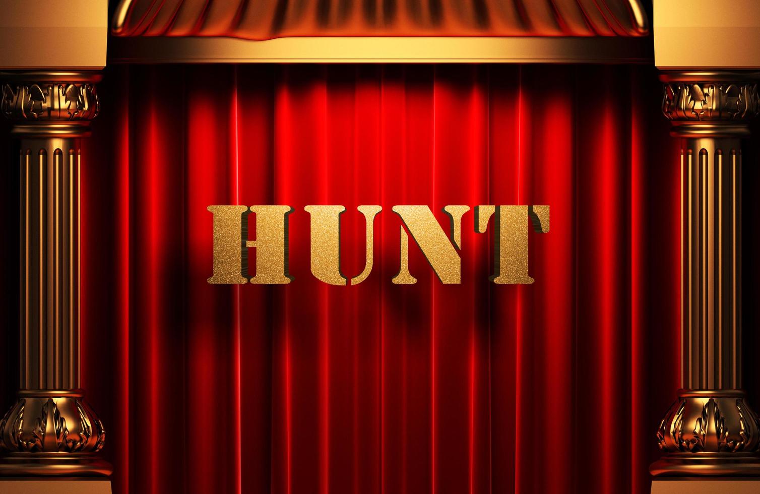 hunt golden word on red curtain photo