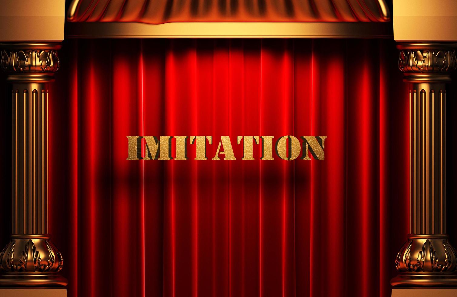 imitation golden word on red curtain photo