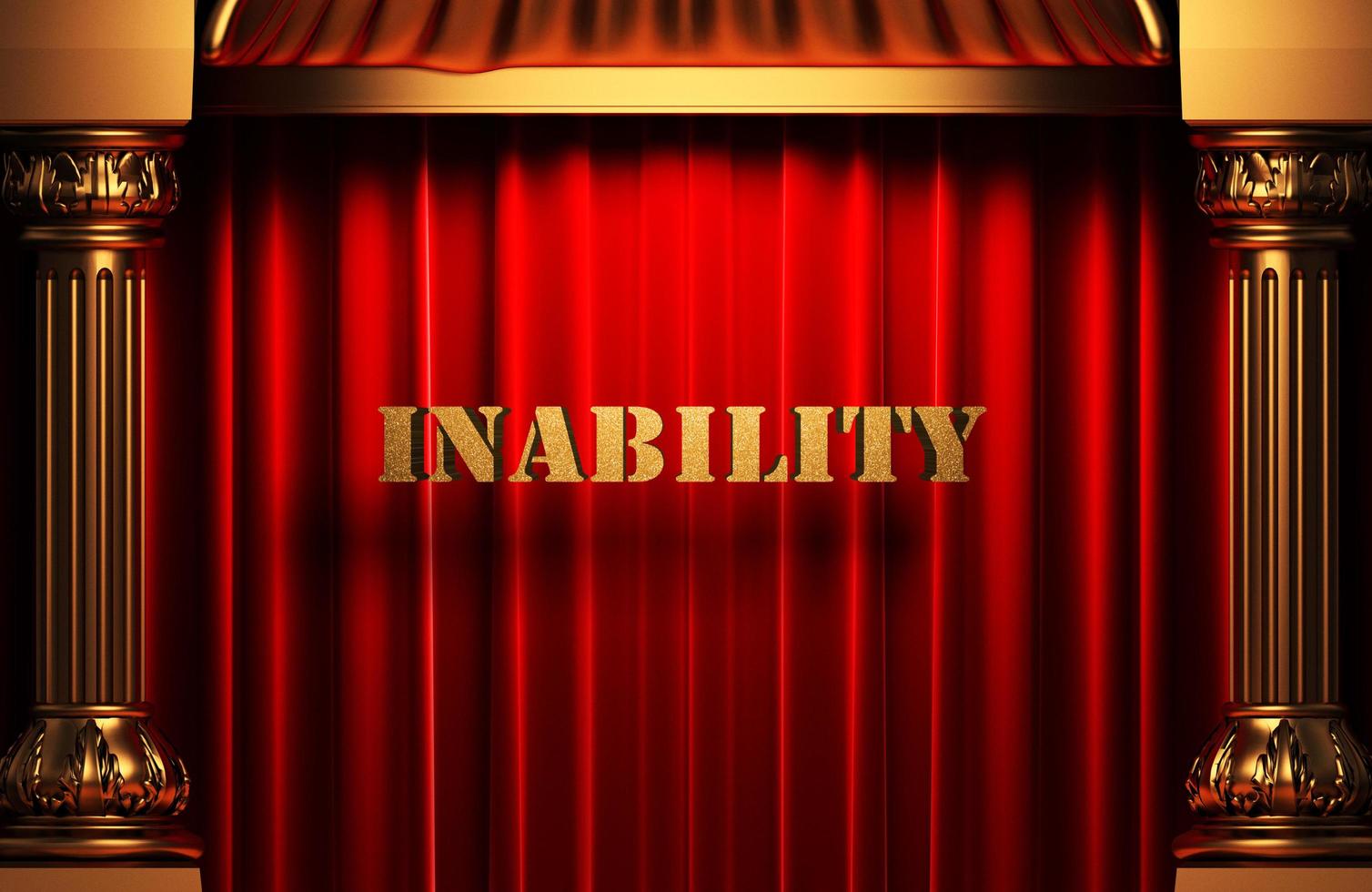 inability golden word on red curtain photo