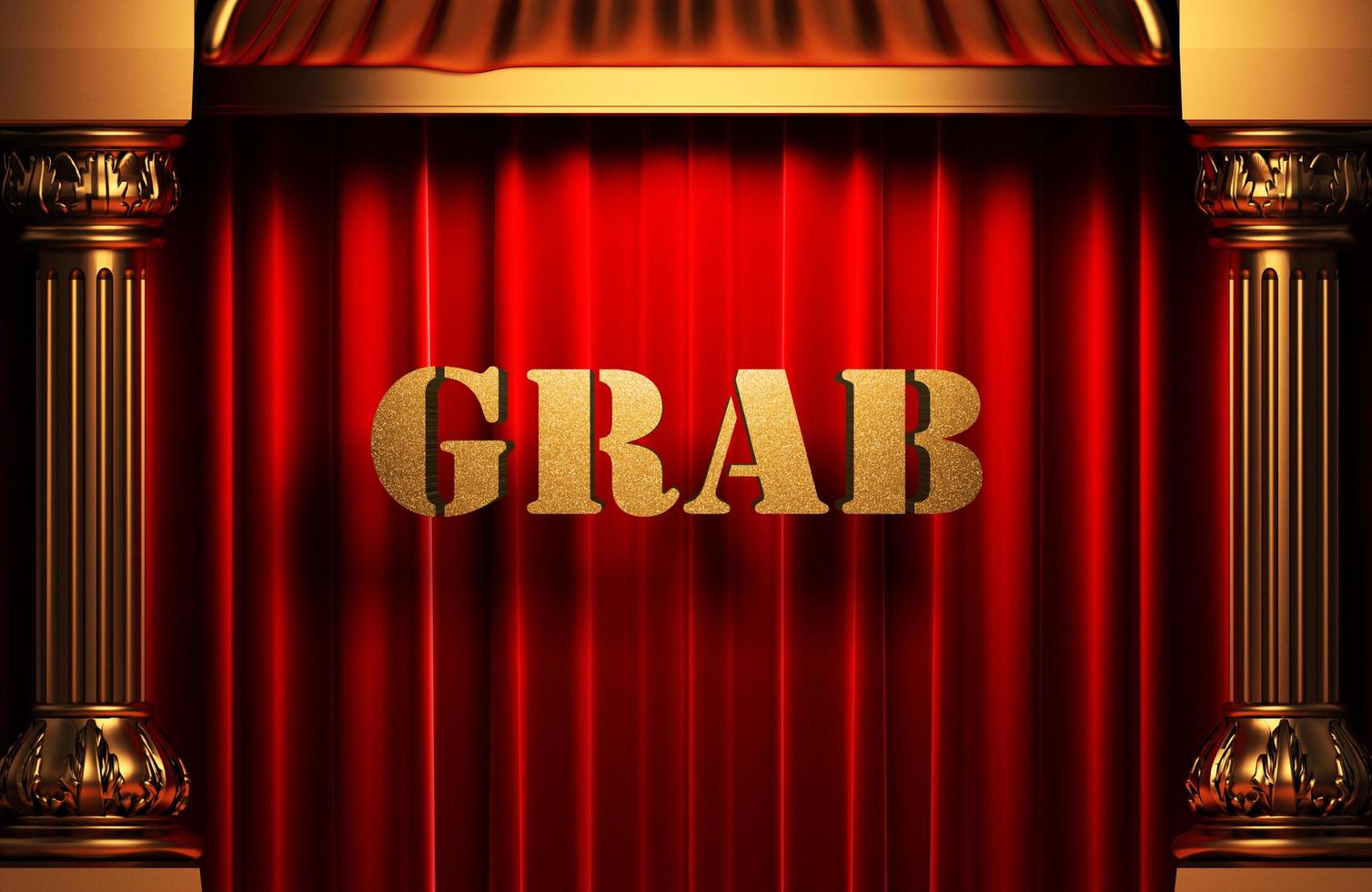 grab golden word on red curtain photo