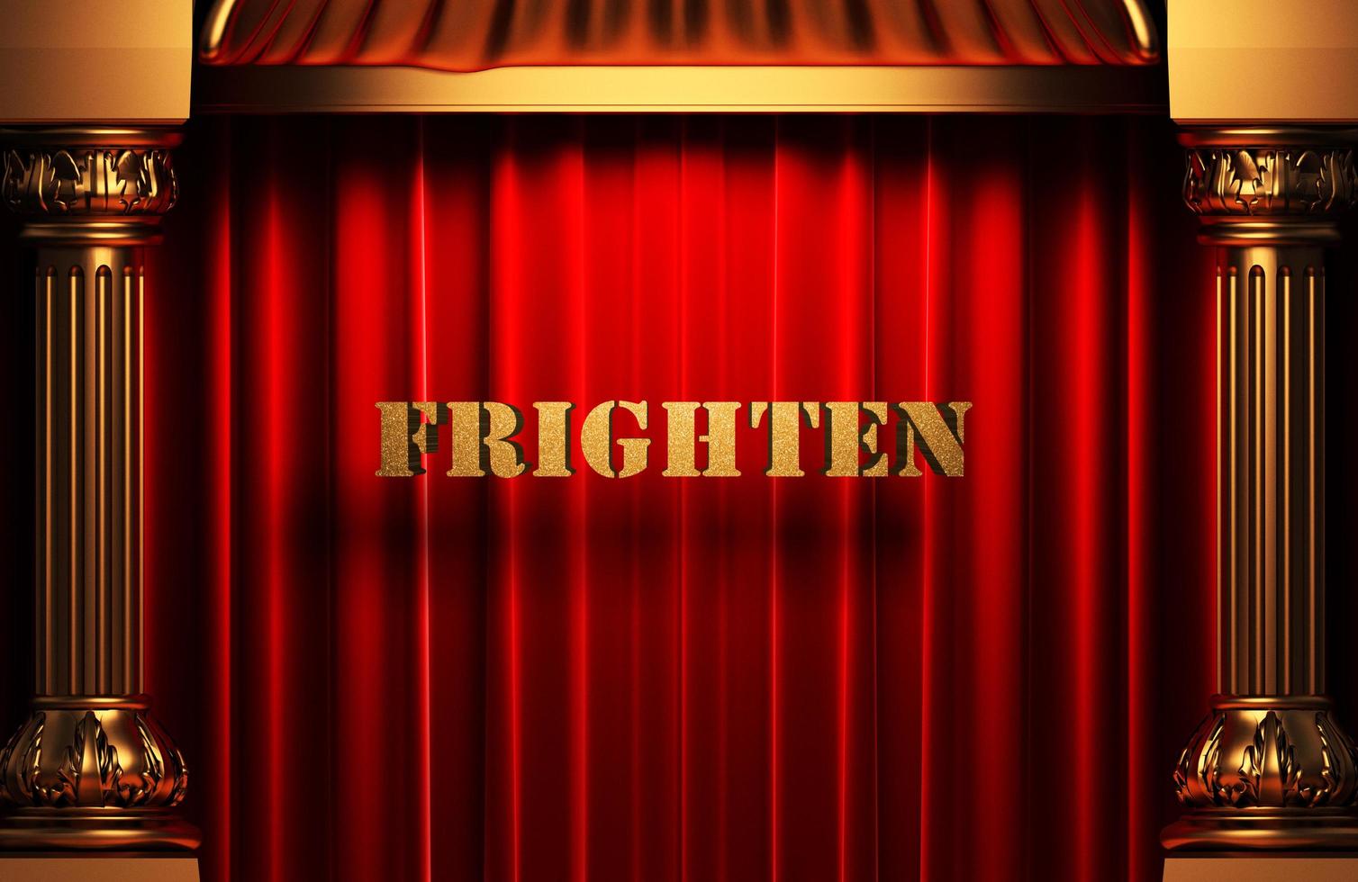 frighten golden word on red curtain photo