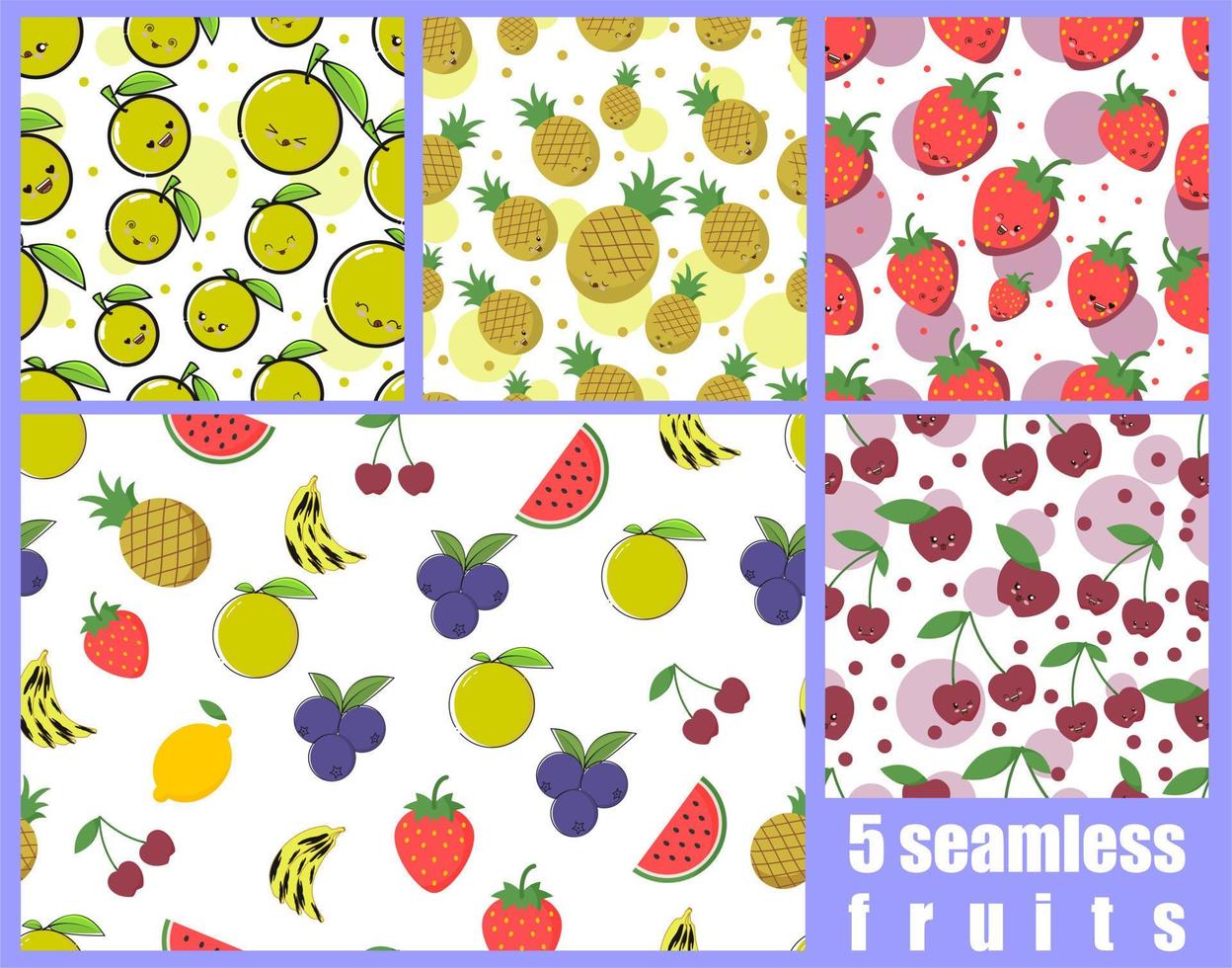 seamless fruit patterns vector