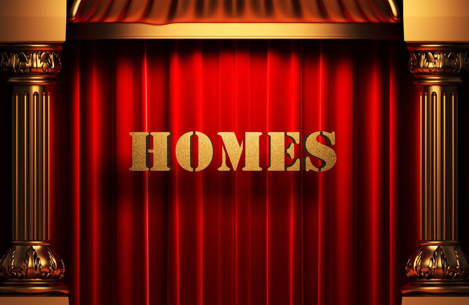 homes golden word on red curtain photo