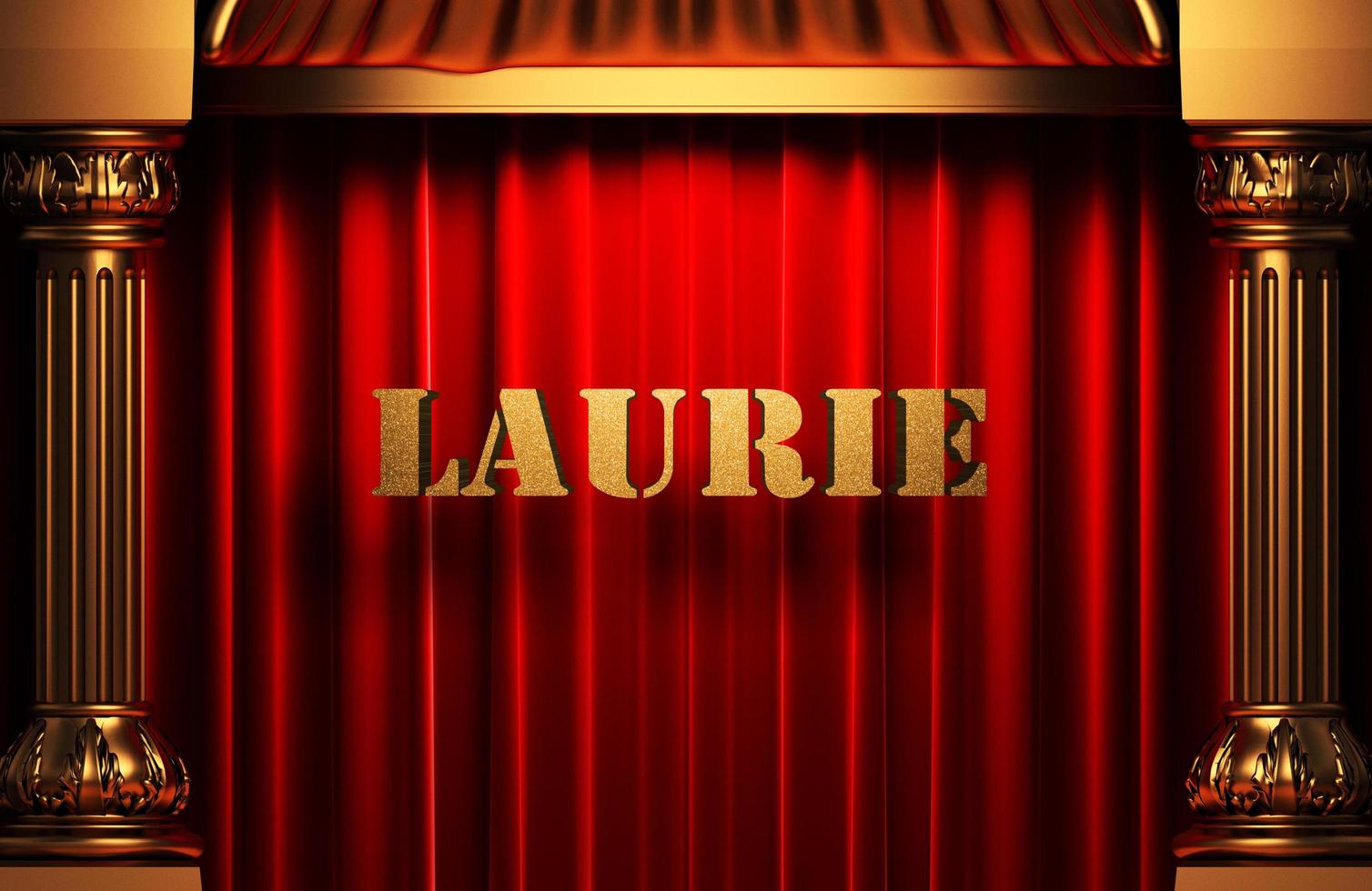 laurie golden word on red curtain photo