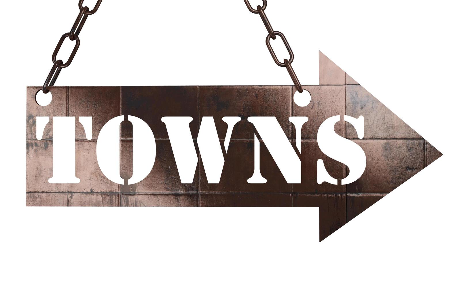 towns word on metal pointer photo