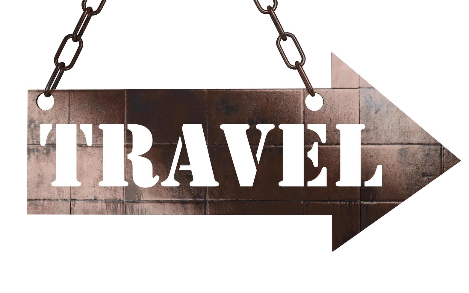 travel word on metal pointer photo