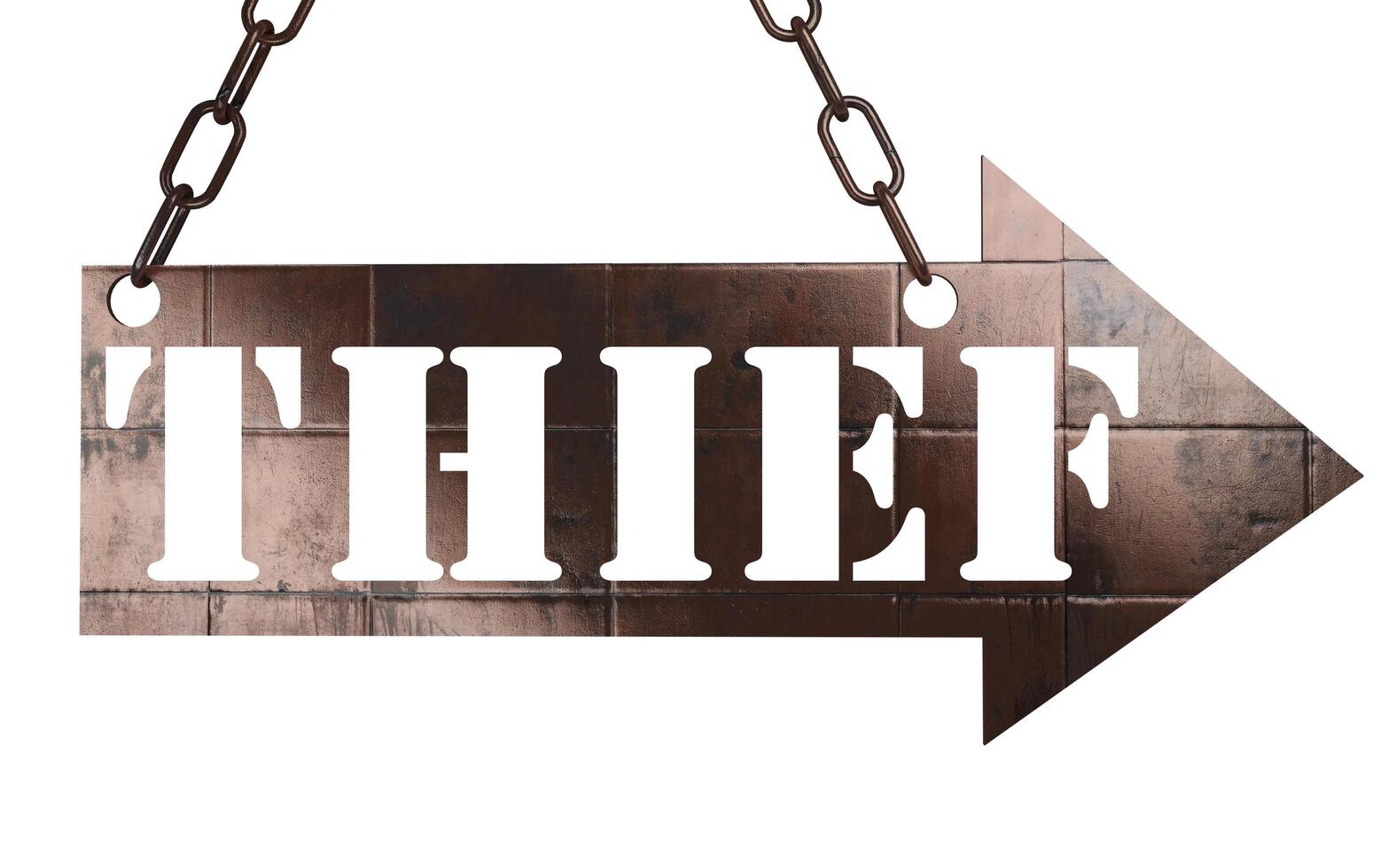 thief word on metal pointer photo