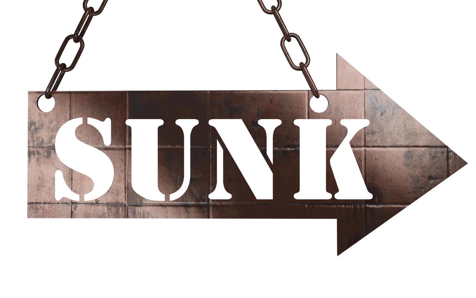 sunk word on metal pointer 6292097 Stock Photo at Vecteezy