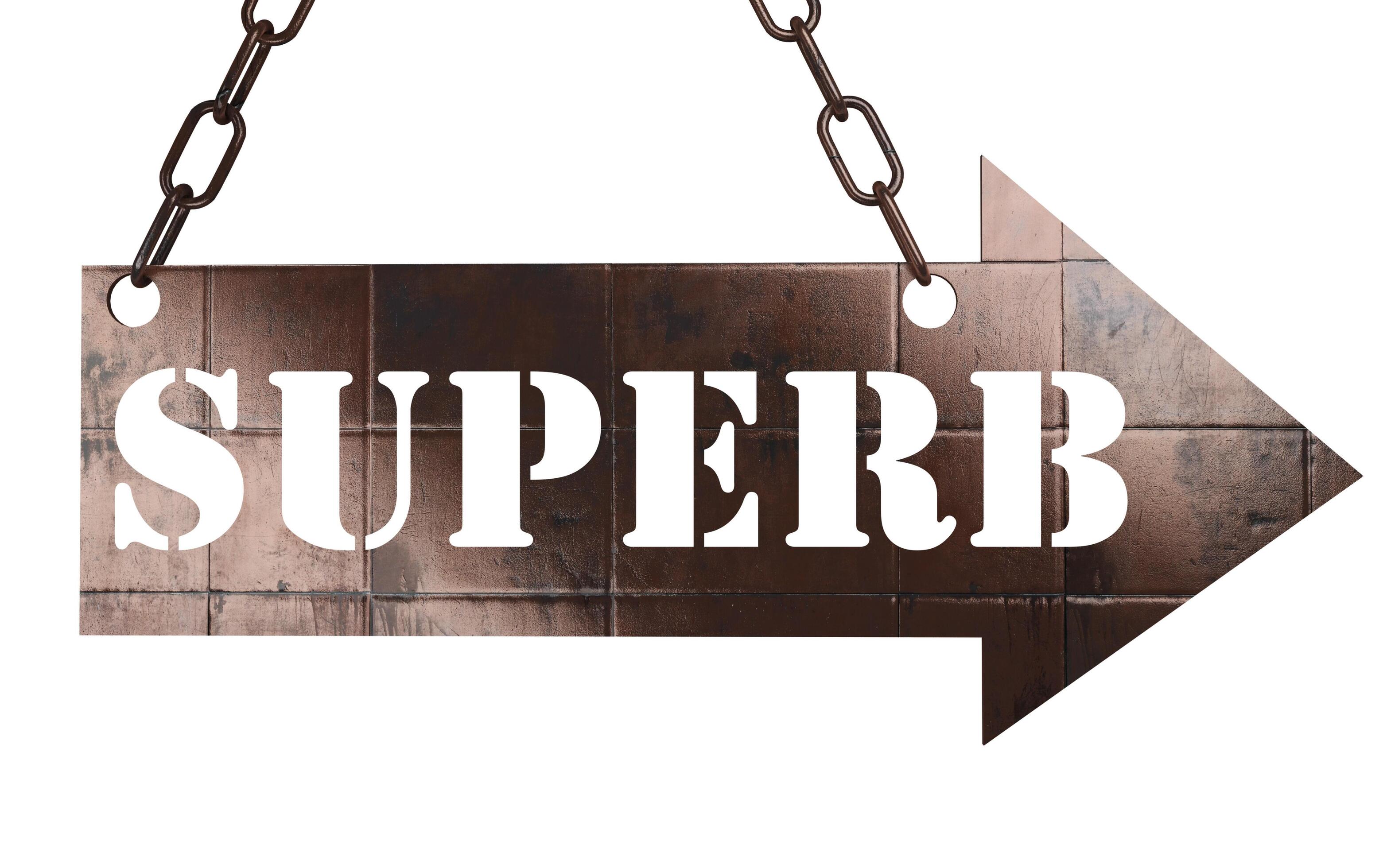 superb word on metal pointer 6292170 Stock Photo at Vecteezy