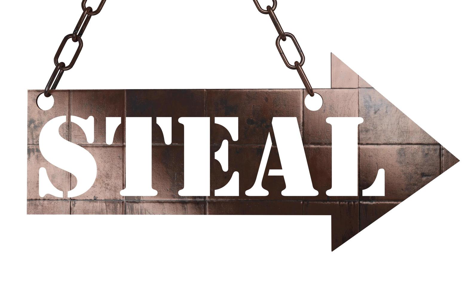 steal word on metal pointer photo