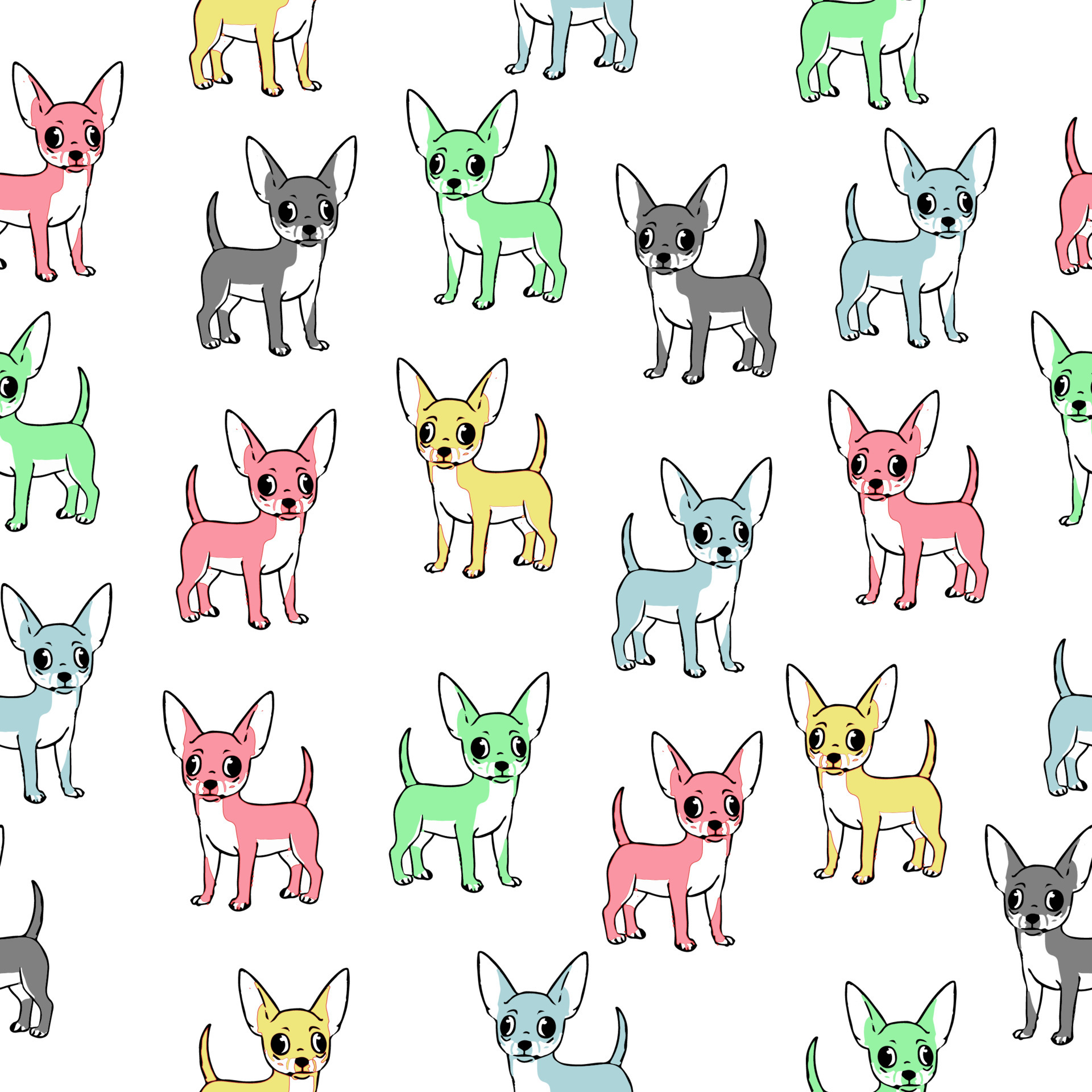 Seamless cute pattern of chihuahua dog on white background 6292424 Vector  Art at Vecteezy
