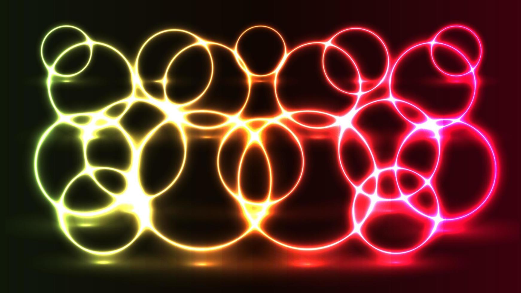 Neon circles glowing on dark background vector