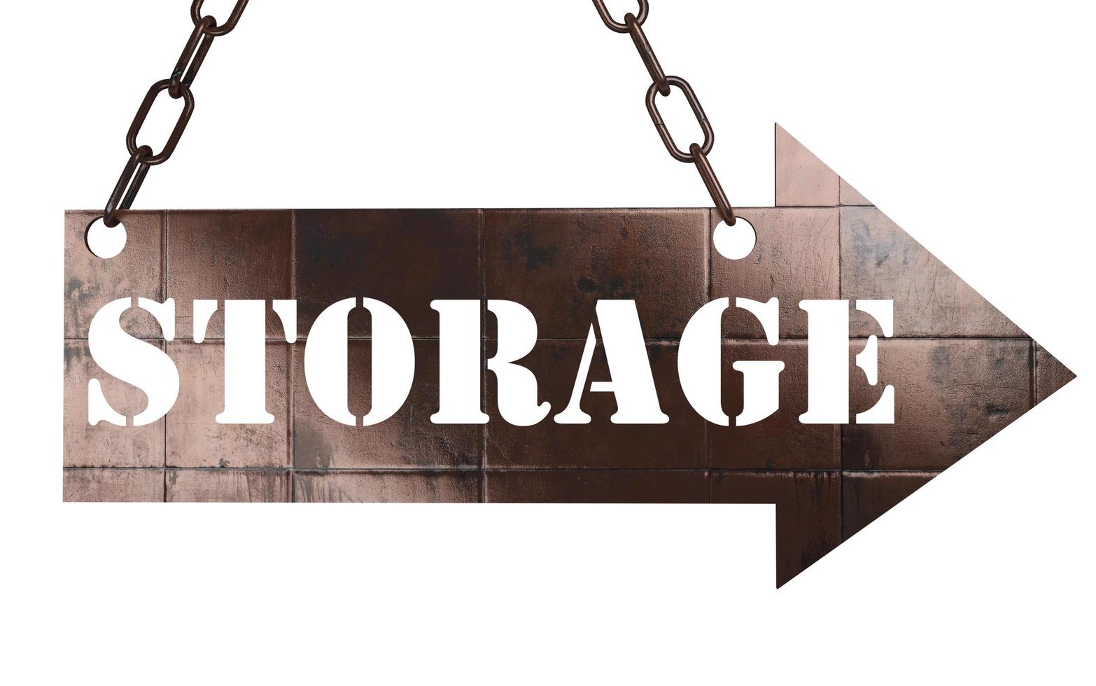 storage word on metal pointer photo