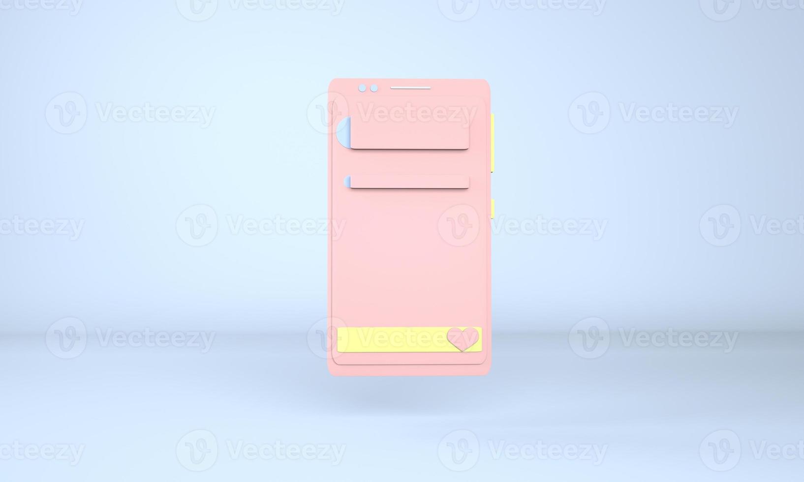 Background with a smartphone. application interface. trendy design for social media advertising. 3d rendering photo