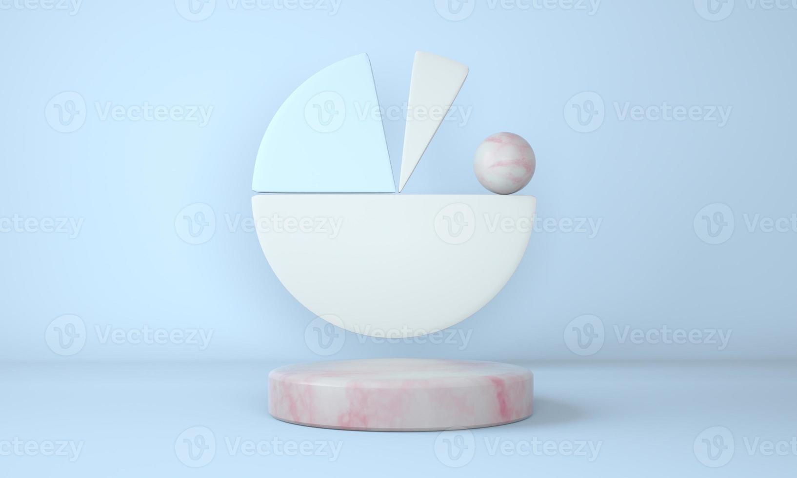 Mockup podium for branding. Light background and marble pedestal with geometric shapes. 3d. photo