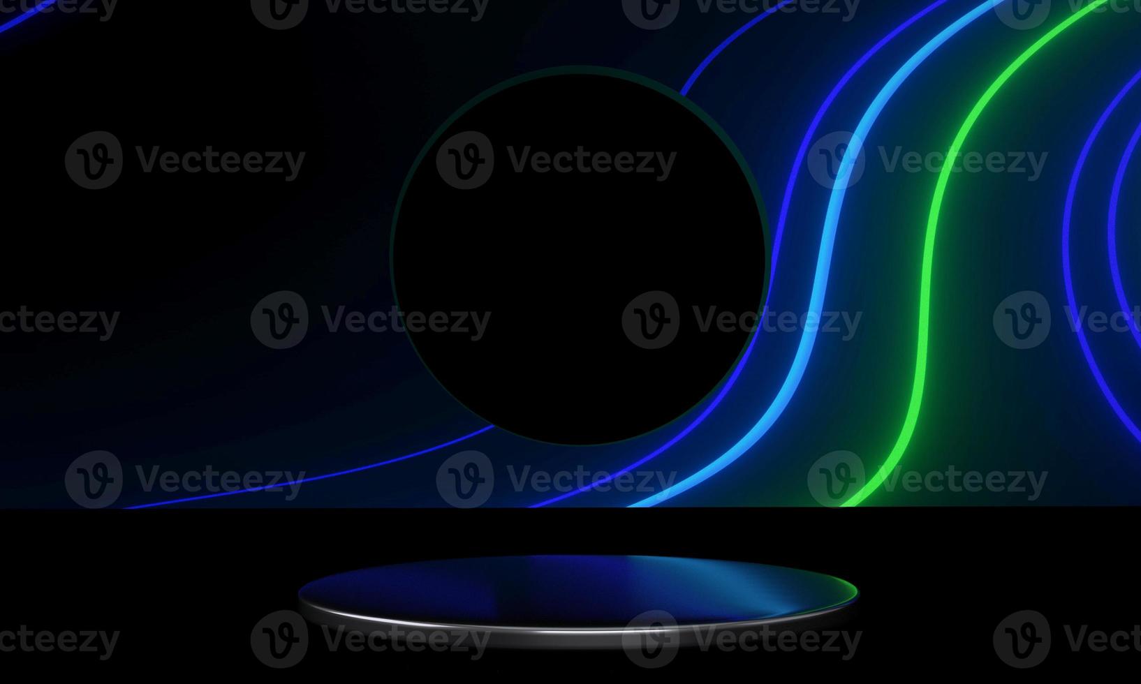 Futuristic pedestal for display. Blank podium for product. 3d rendering photo
