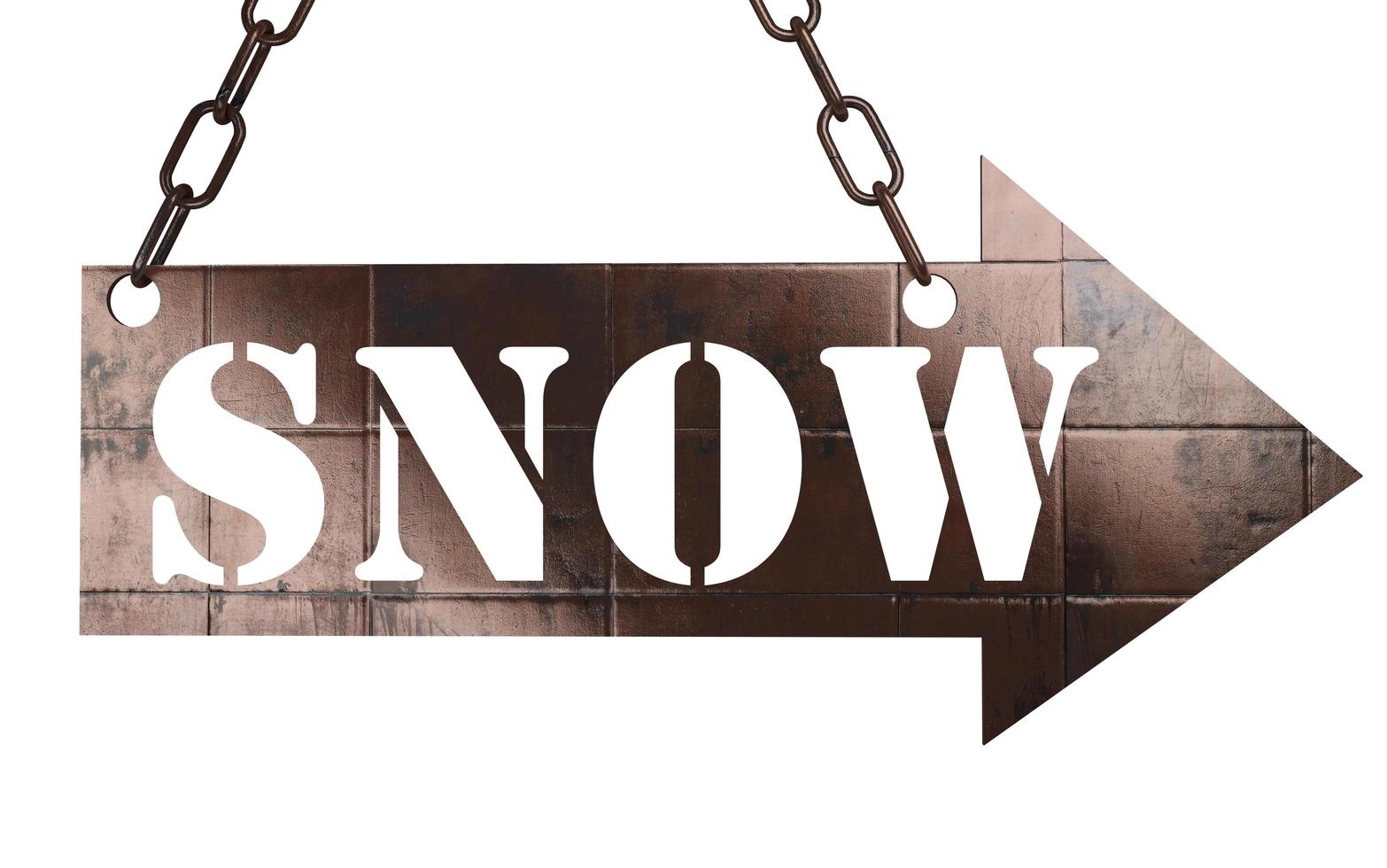 snow word on metal pointer photo