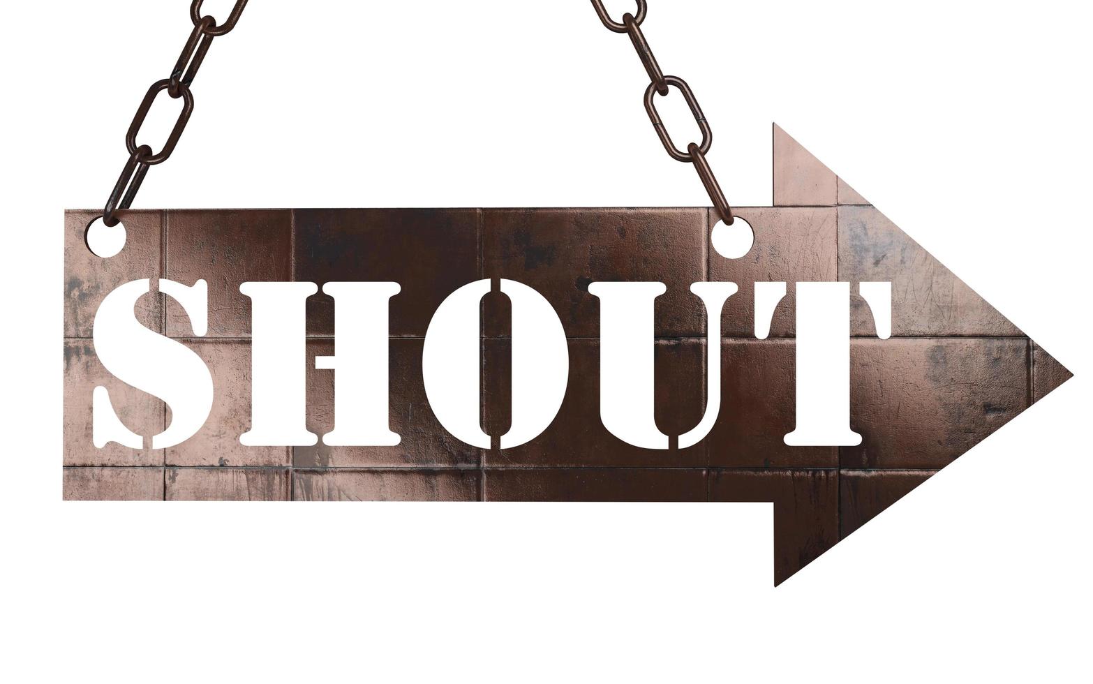 shout word on metal pointer photo